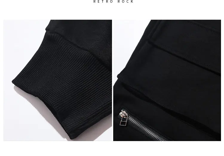 Zipper Cuffed Pants with Pockets - Casual Long Pants