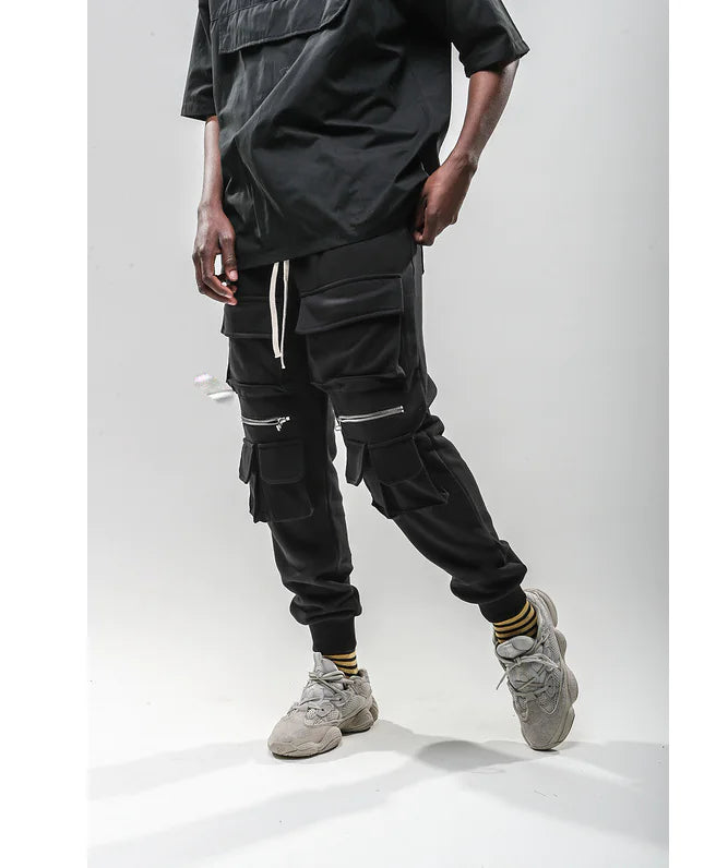 Zipper Cuffed Pants with Pockets - Casual Long Pants