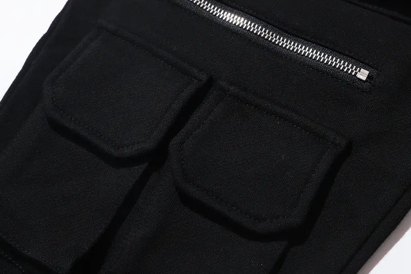 Zipper Cuffed Pants with Pockets - Casual Long Pants